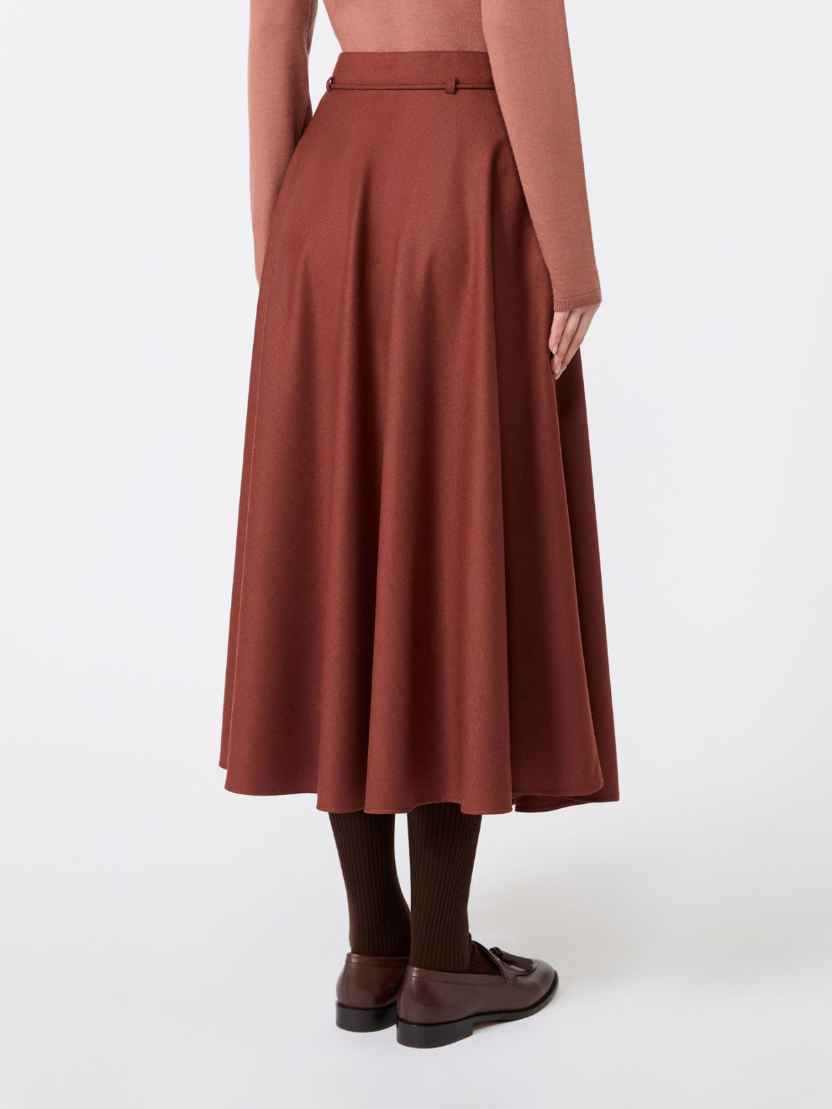 Flared cashmere foule skirt - BRICK RED - Max Mara - 3