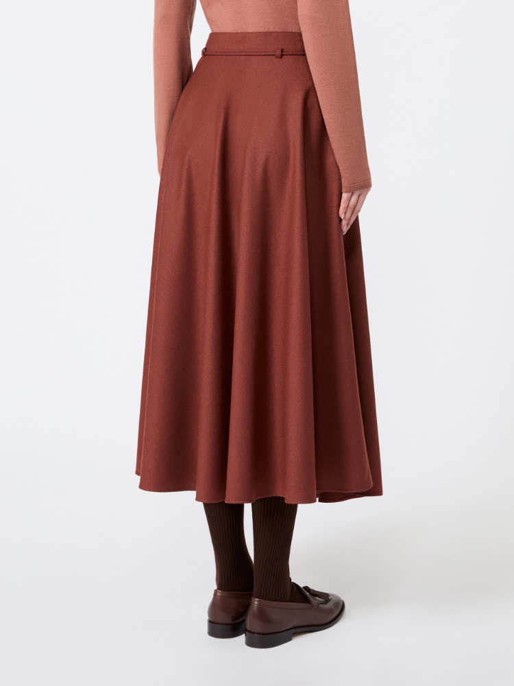 Flared cashmere foule skirt - BRICK RED - Max Mara - 3
