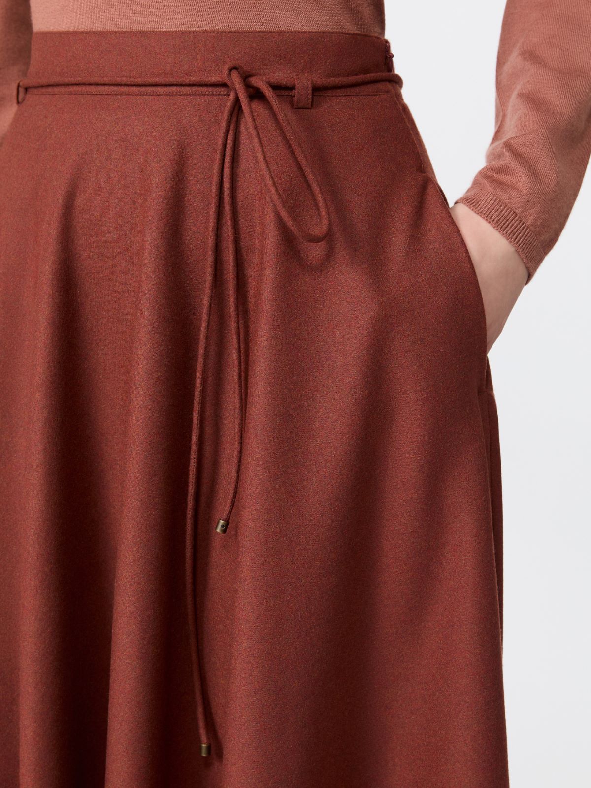 Flared cashmere foule skirt - BRICK RED - Max Mara - 4