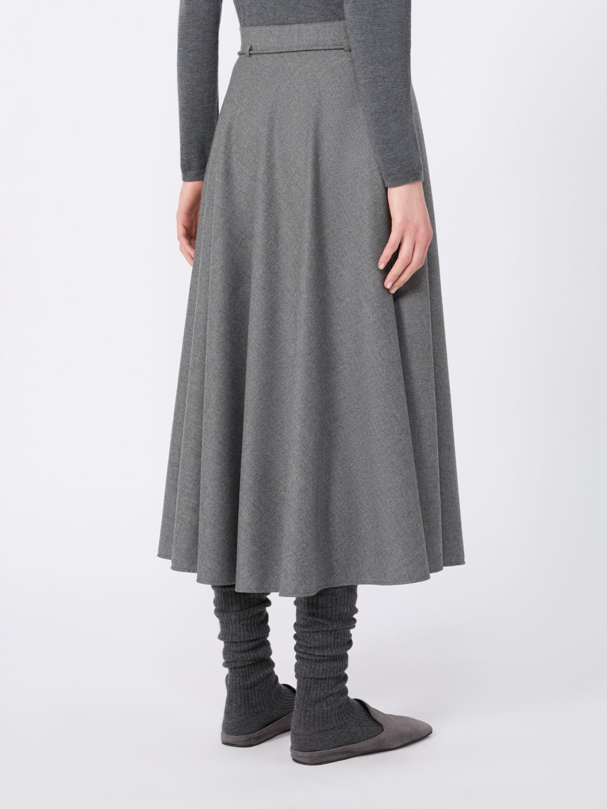 Flared cashmere foule skirt - MEDIUM GREY - Max Mara - 3