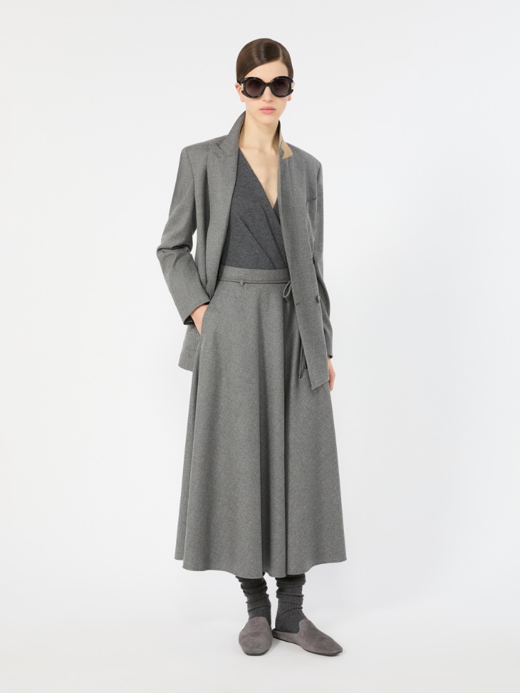 Flared cashmere foule skirt + MEDIUM GREY - Max Mara