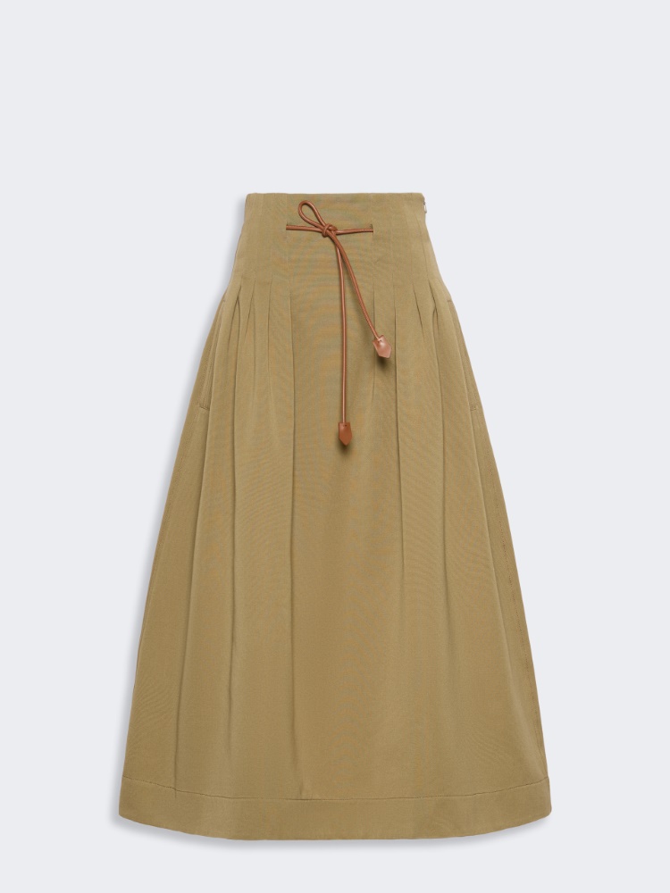 Pleated cotton Ottoman skirt - KAKI