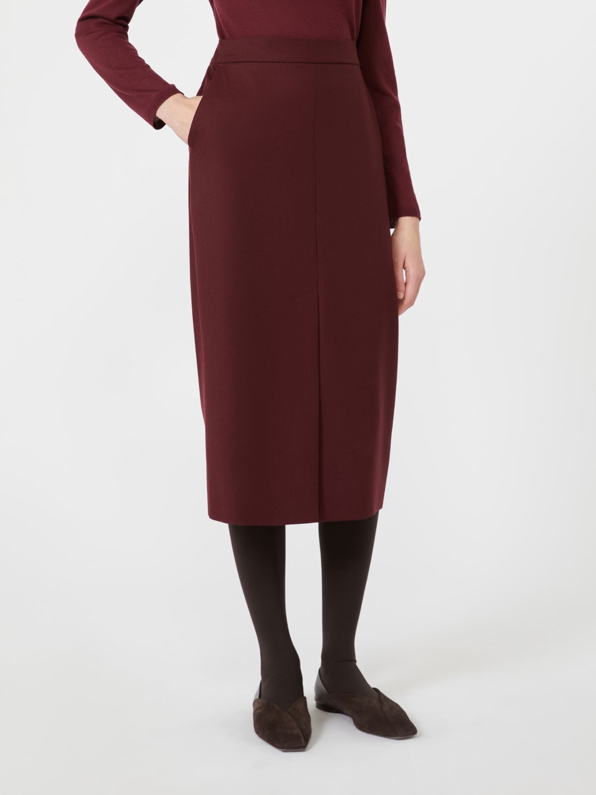 Wool flannel midi skirt - WINE-COLOURED - Max Mara - 2