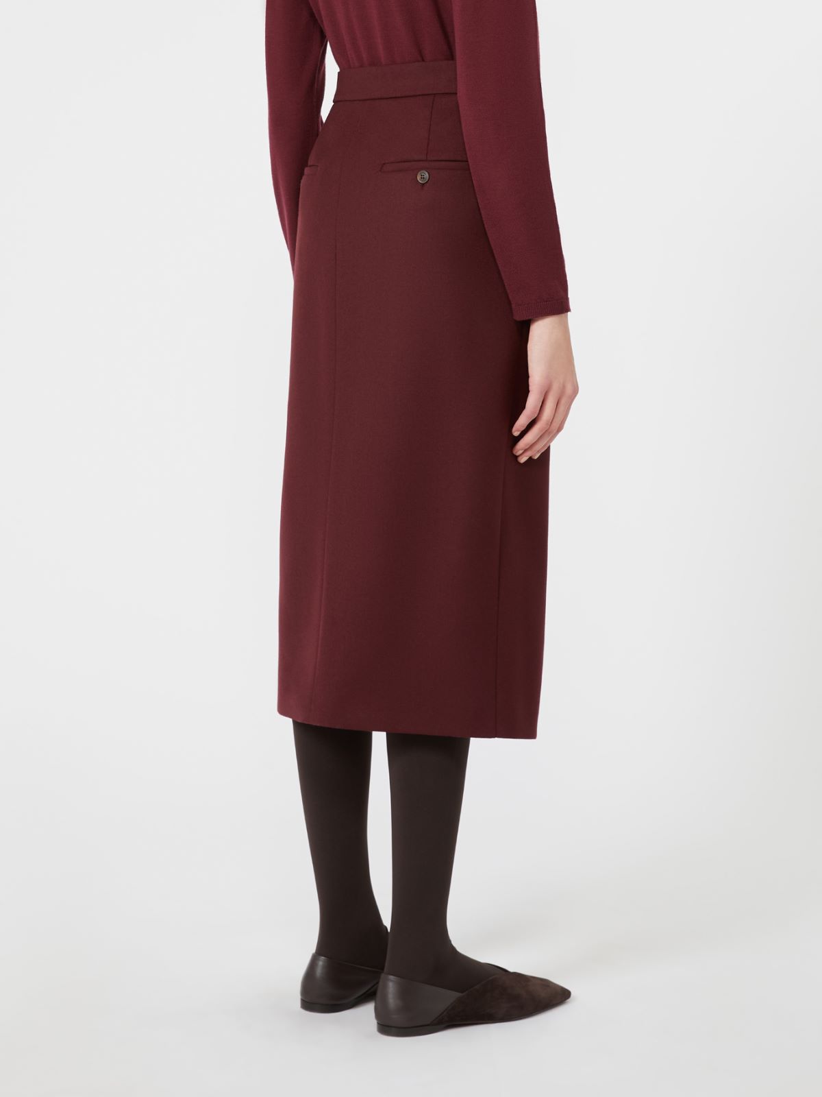 Wool flannel midi skirt - WINE-COLOURED - Max Mara - 3