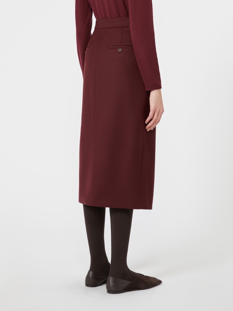 Wool flannel midi skirt - WINE-COLOURED - Max Mara - 3