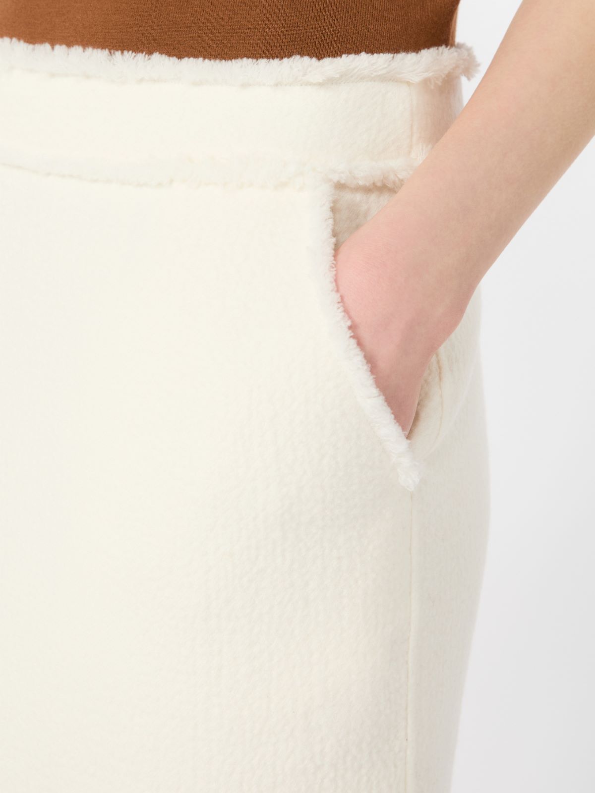 Short wool jersey skirt - WHITE - Max Mara - 4