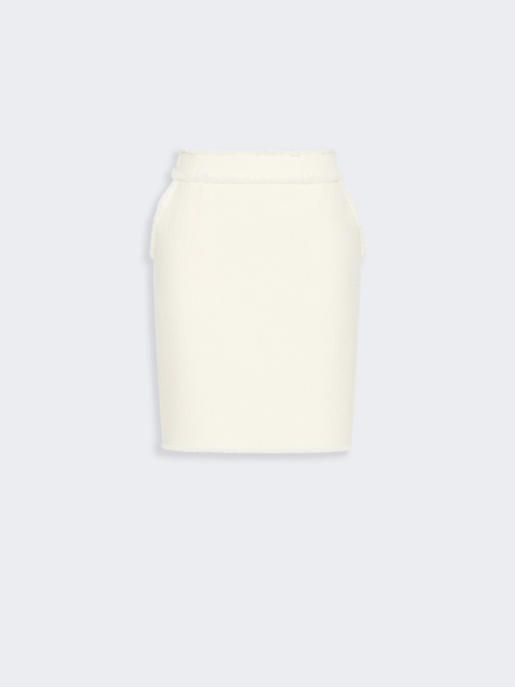 Short wool jersey skirt - WHITE