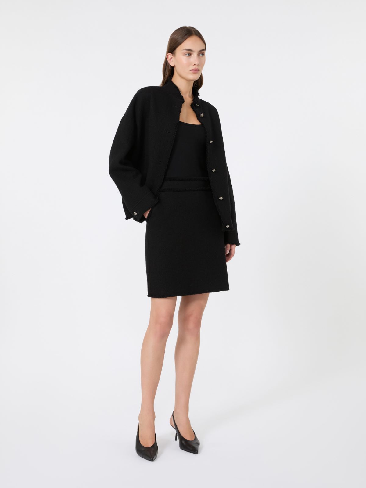 Short wool jersey skirt - BLACK - Max Mara