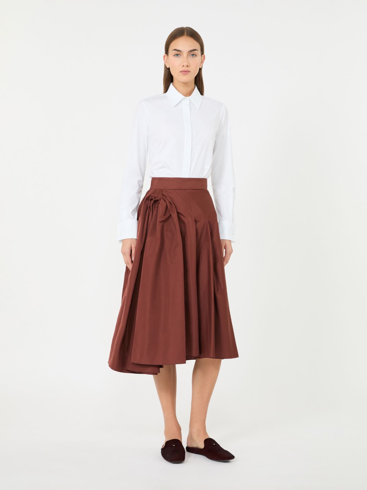 Silk-blend midi skirt - BRICK RED - Max Mara