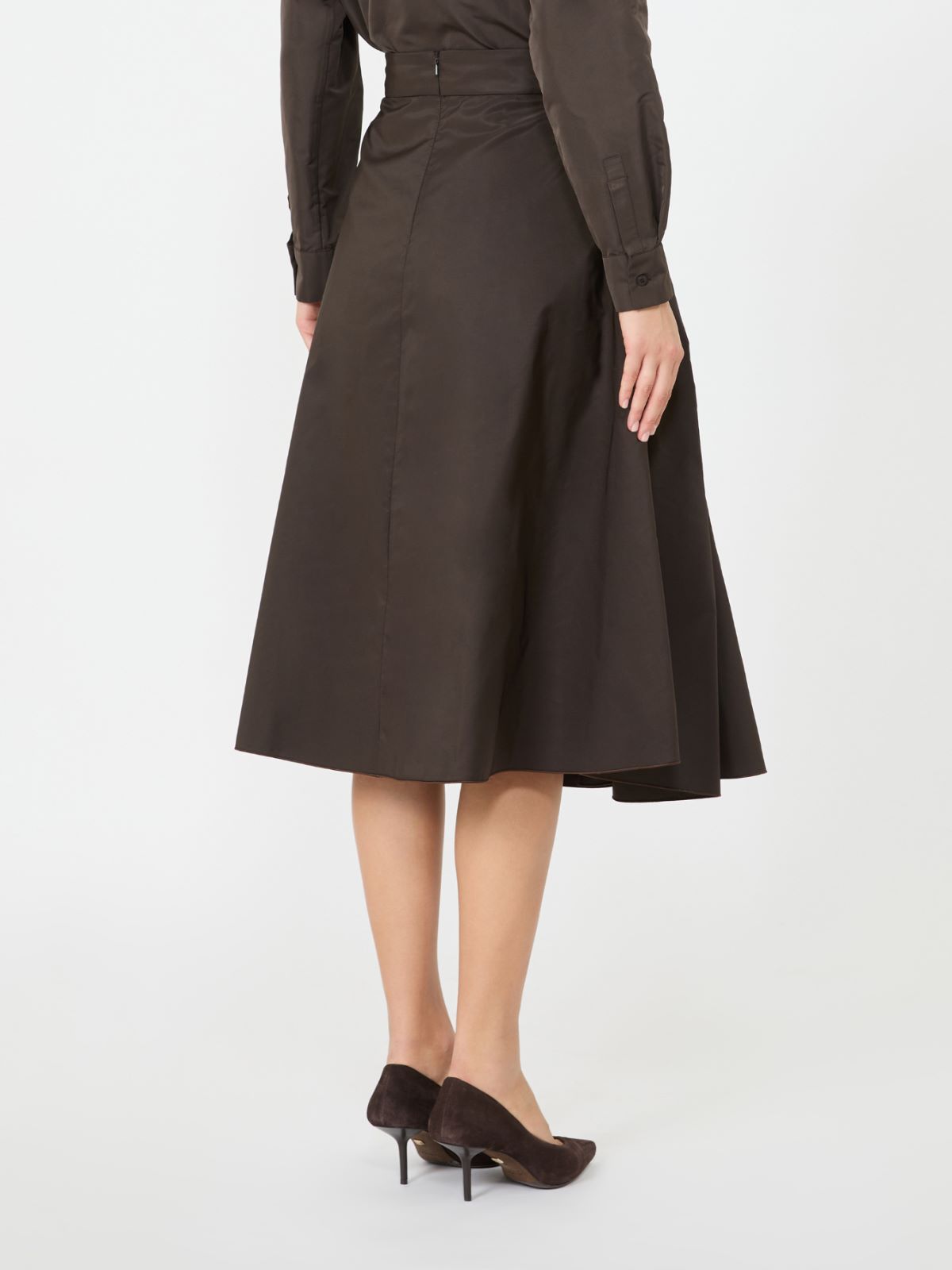 Silk-blend midi skirt - DARK BROWN - Max Mara - 3