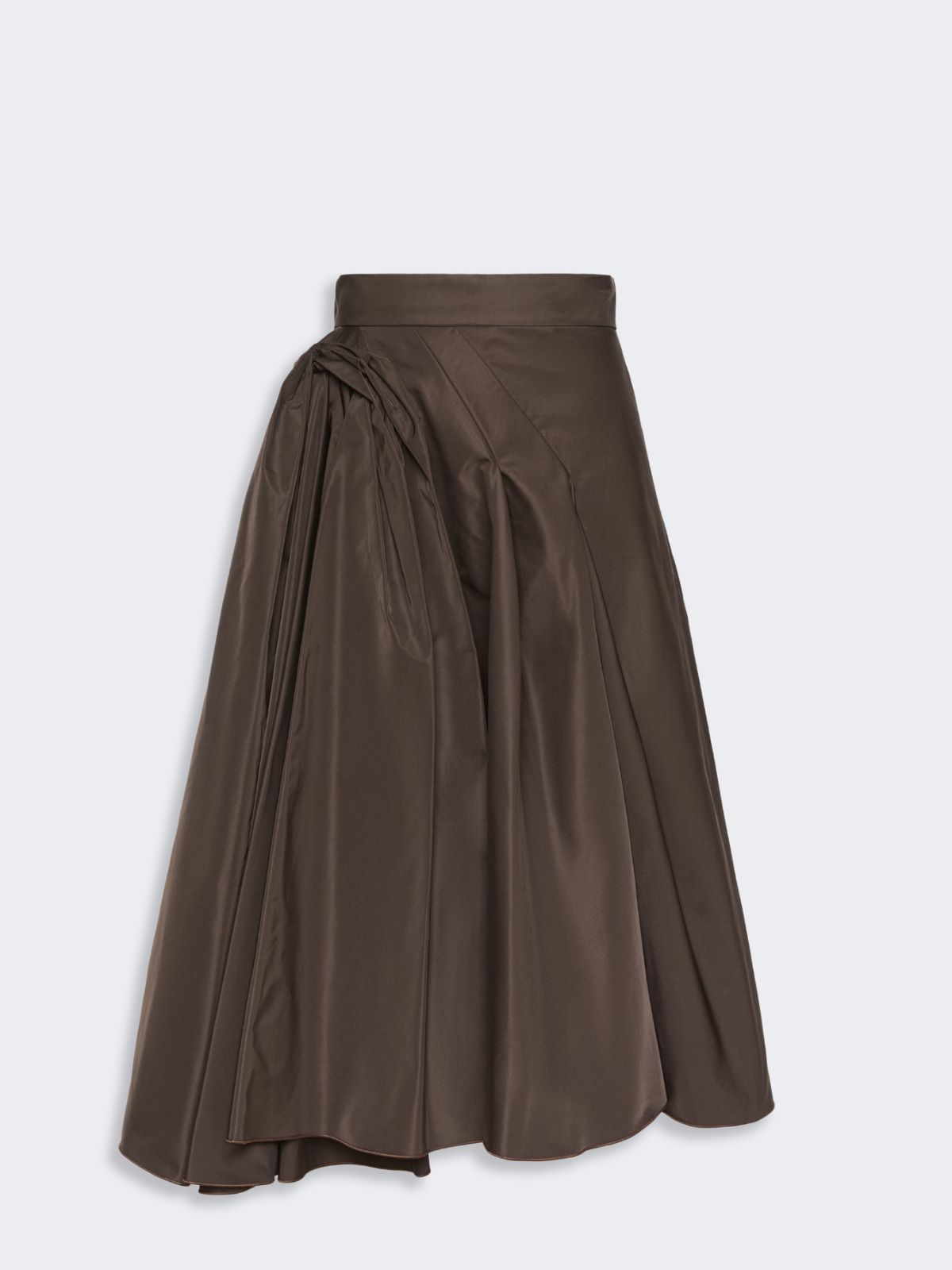 Silk-blend midi skirt - DARK BROWN - Max Mara - 4