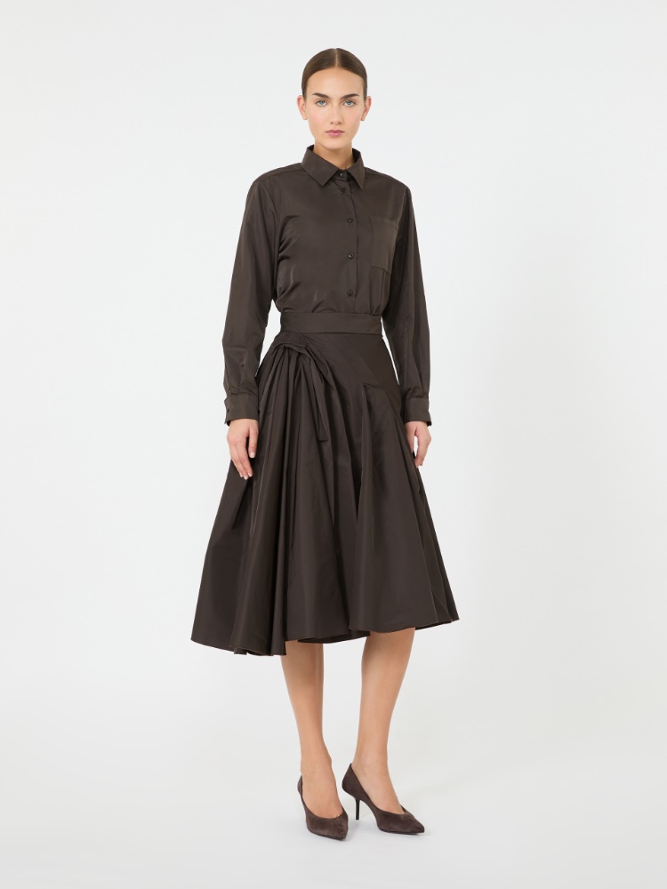 Silk-blend midi skirt + DARK BROWN - Max Mara