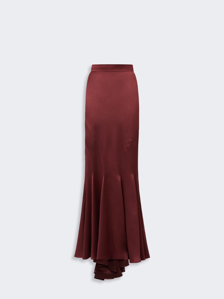 Long silk satin skirt - RUST