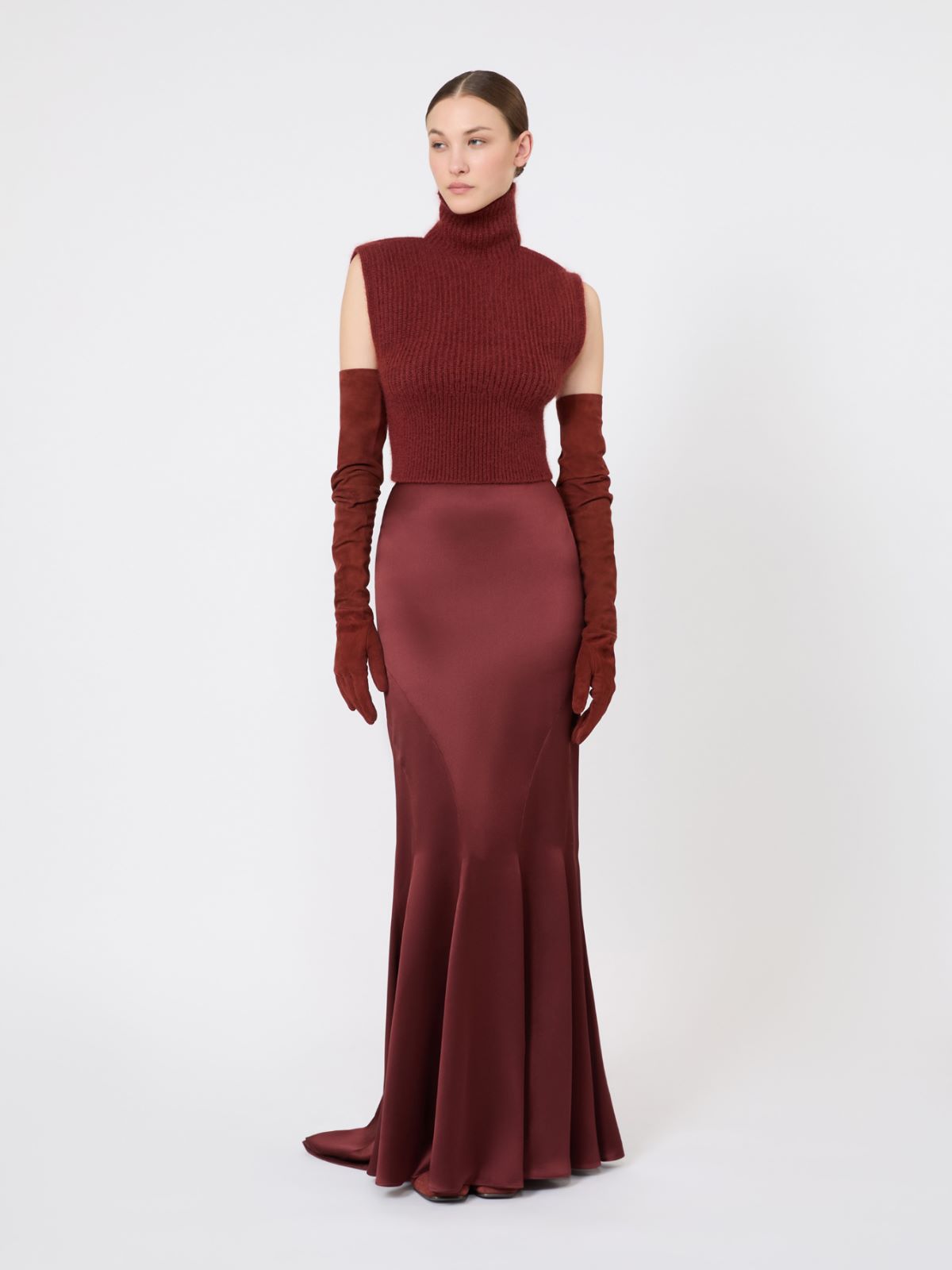 Long silk satin skirt - RUST - Max Mara