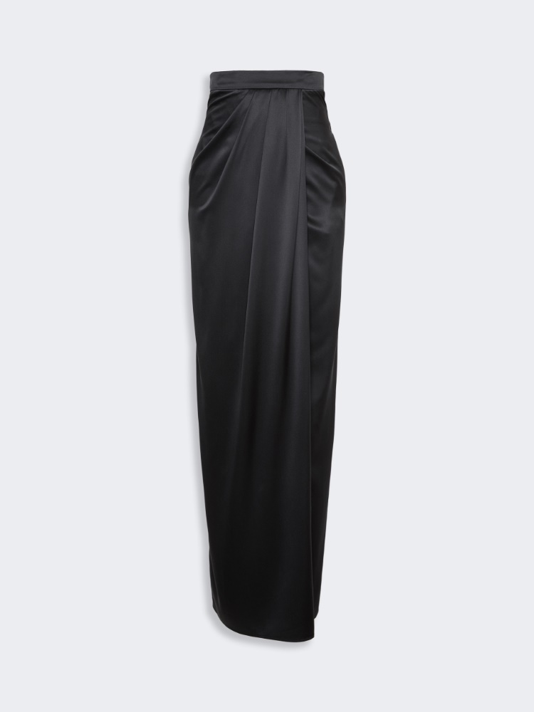 Long silk satin skirt - DARK GREY