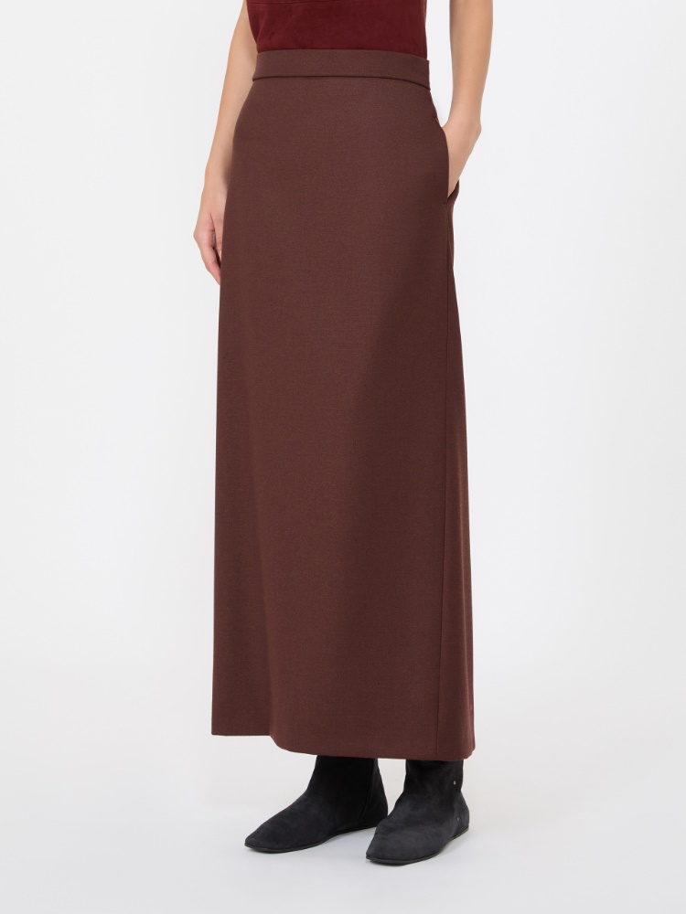 Long denim-effect wool skirt - RUST - Max Mara - 2