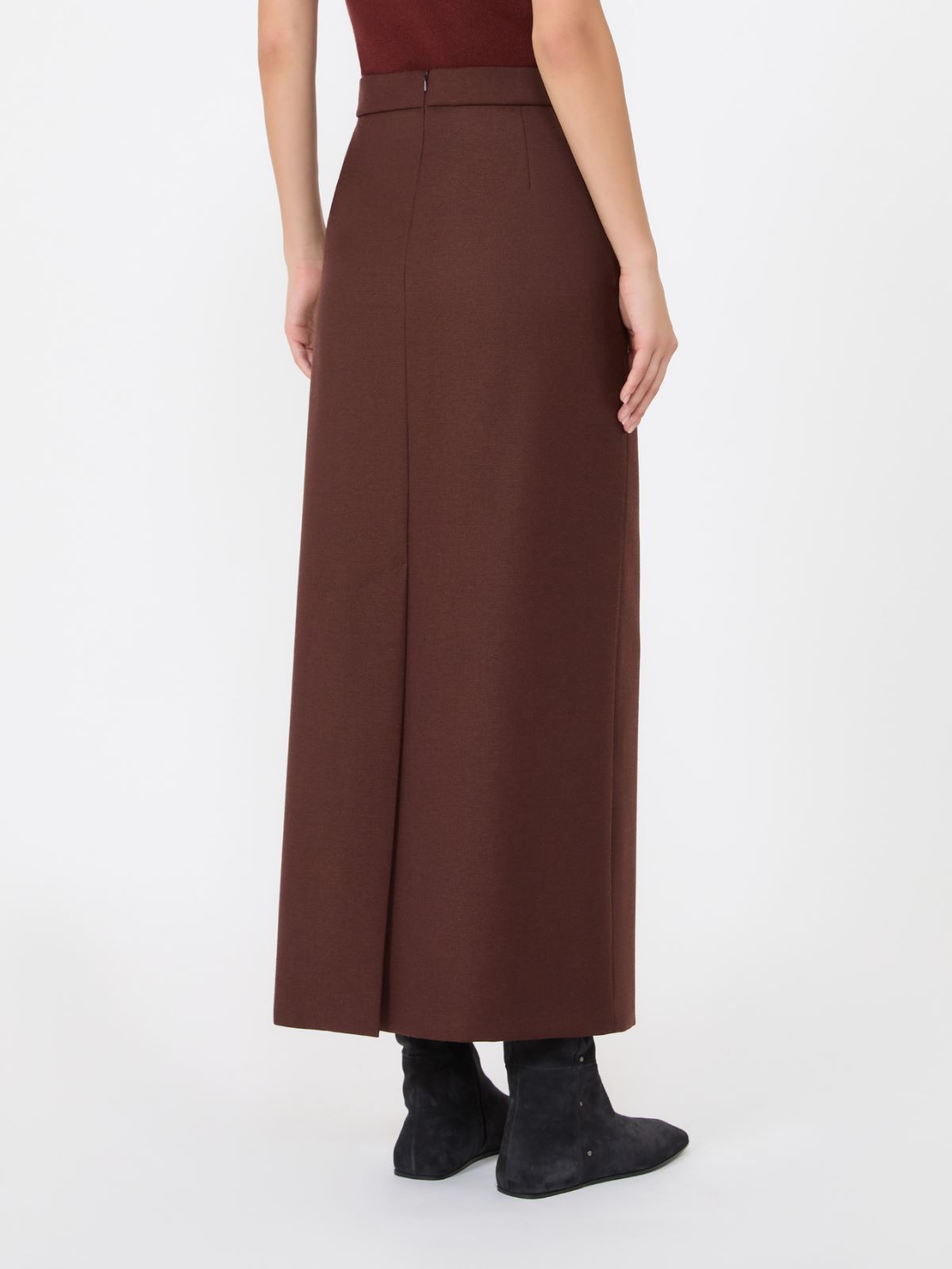 Long denim-effect wool skirt - RUST - Max Mara - 3