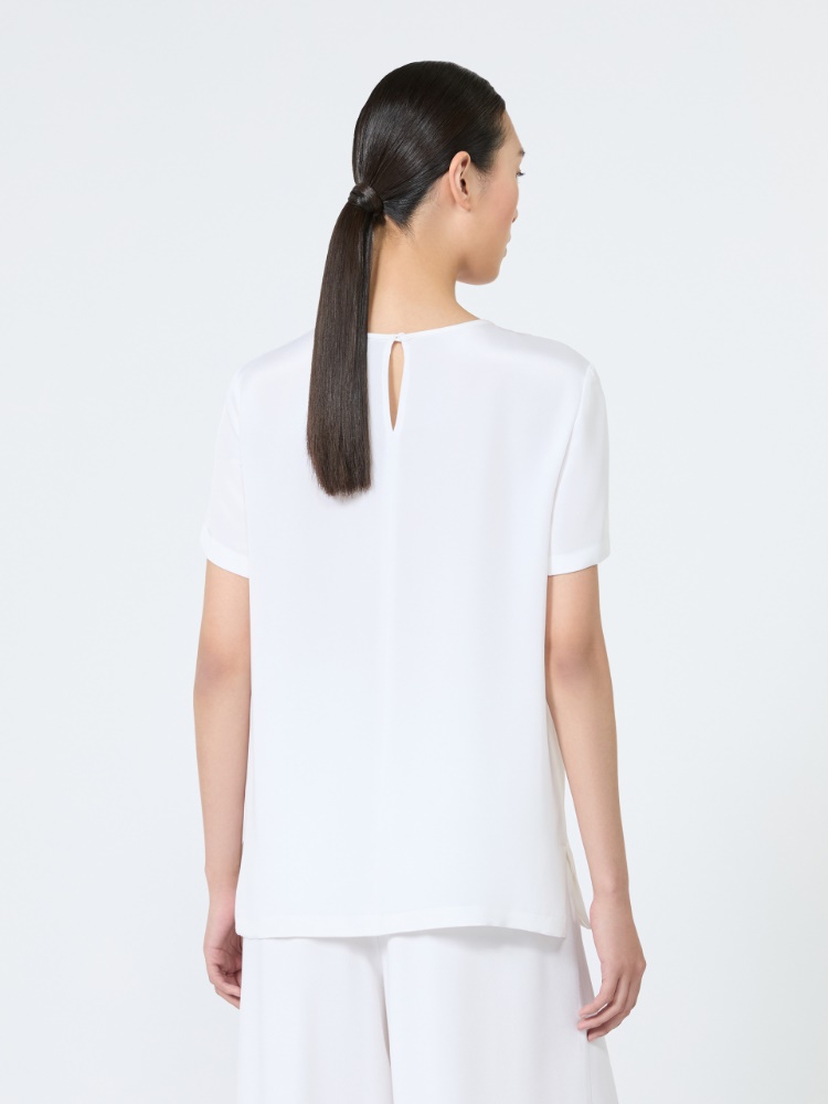 Printed silk crepe de chine blouse - WHITE - 3