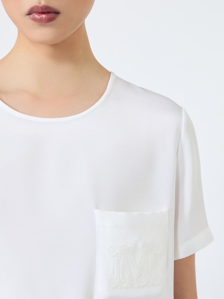 Printed silk crepe de chine blouse - WHITE - 4