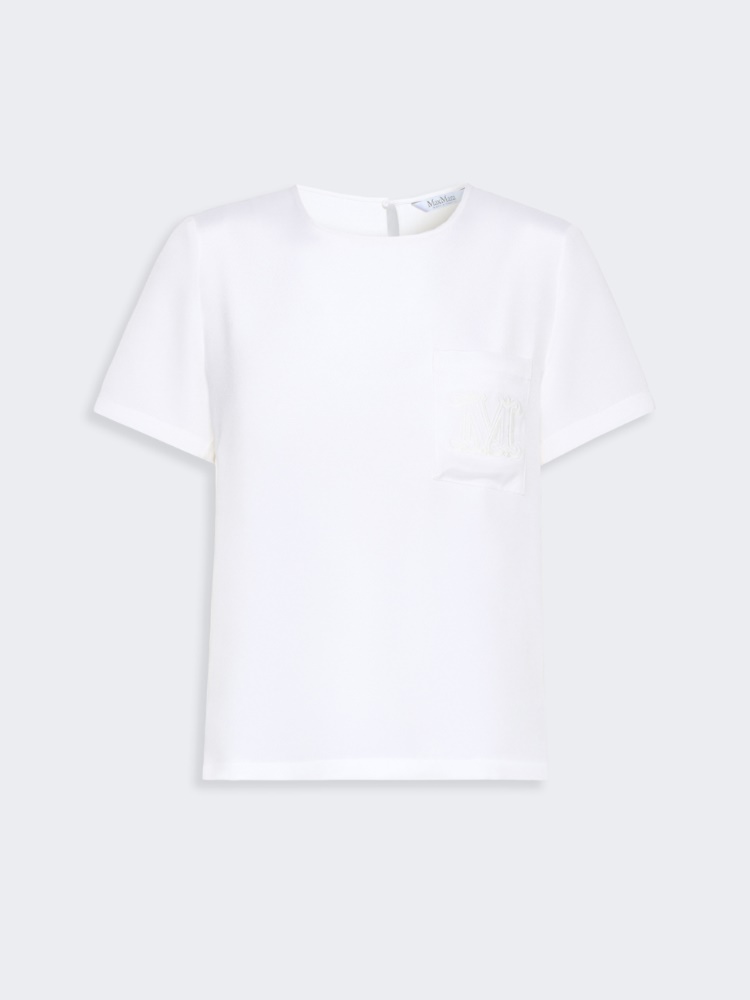 Printed silk crepe de chine blouse - WHITE - 5