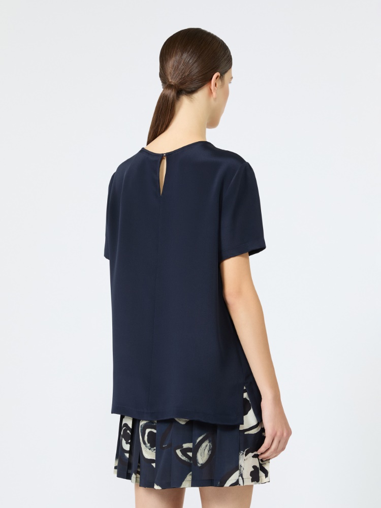 Printed silk crepe de chine blouse - ULTRAMARINE - 3