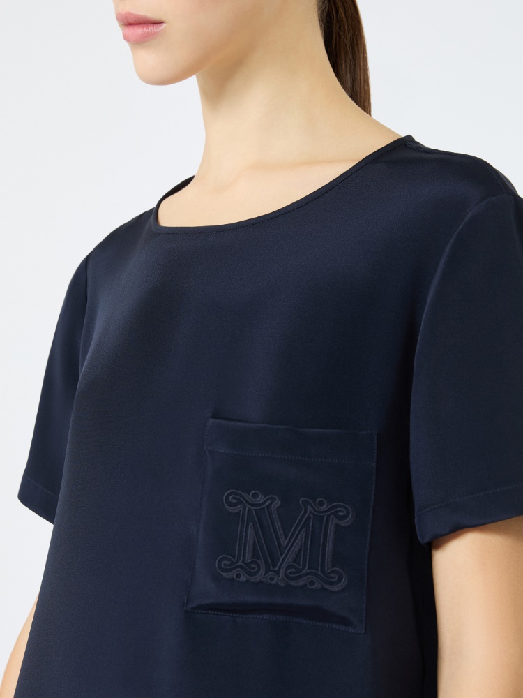 Printed silk crepe de chine blouse - ULTRAMARINE - 4