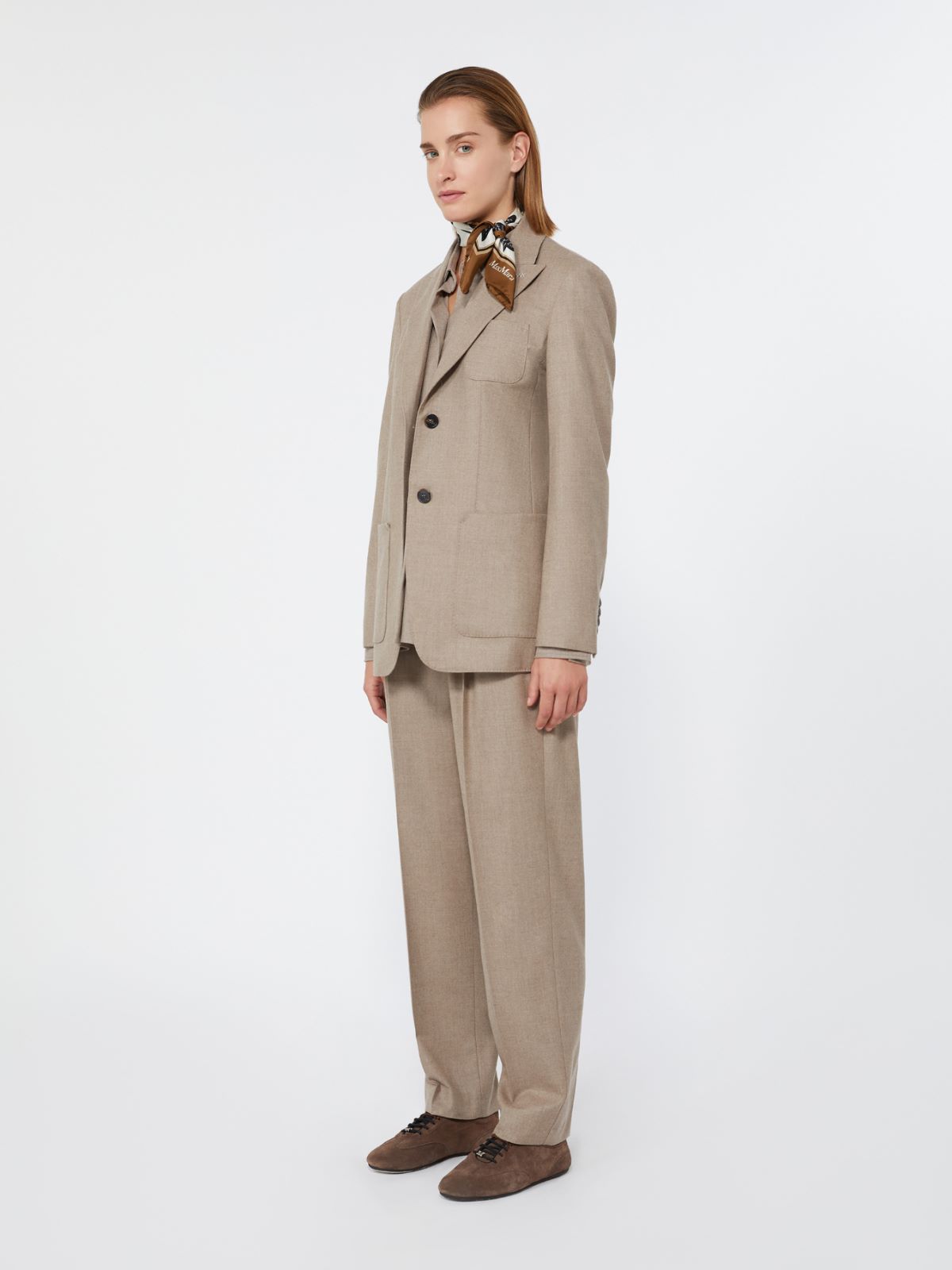 Cashmere foule shirt - SAND