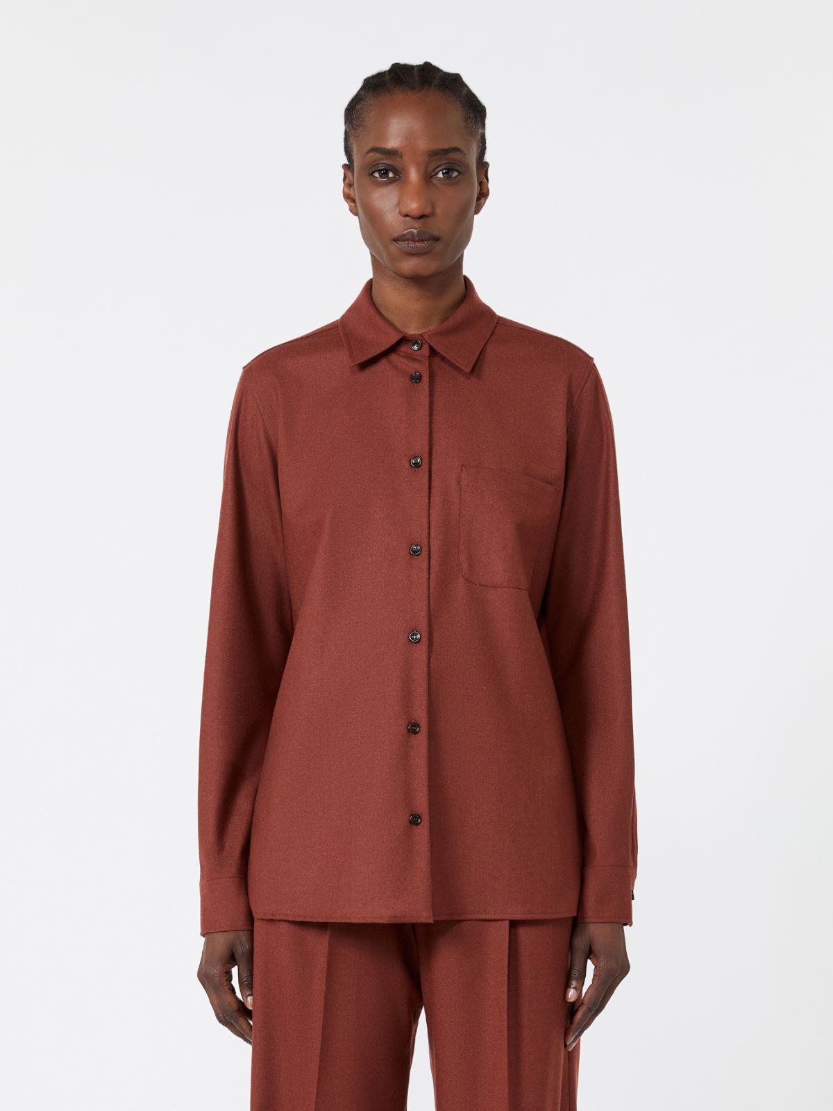 Cashmere foule shirt - BRICK RED - Max Mara - 2