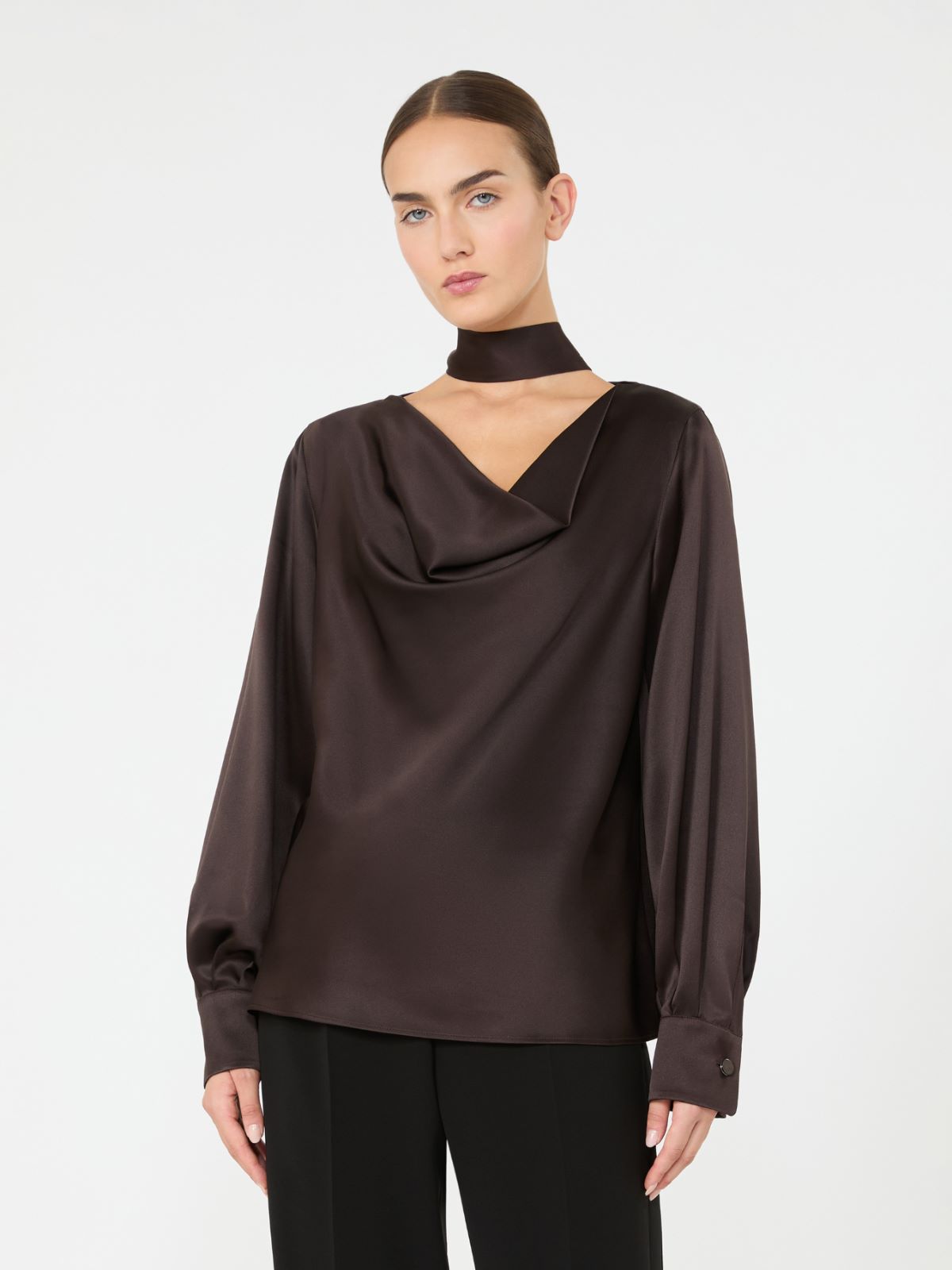 Silk satin blouse - DARK BROWN - Max Mara - 2