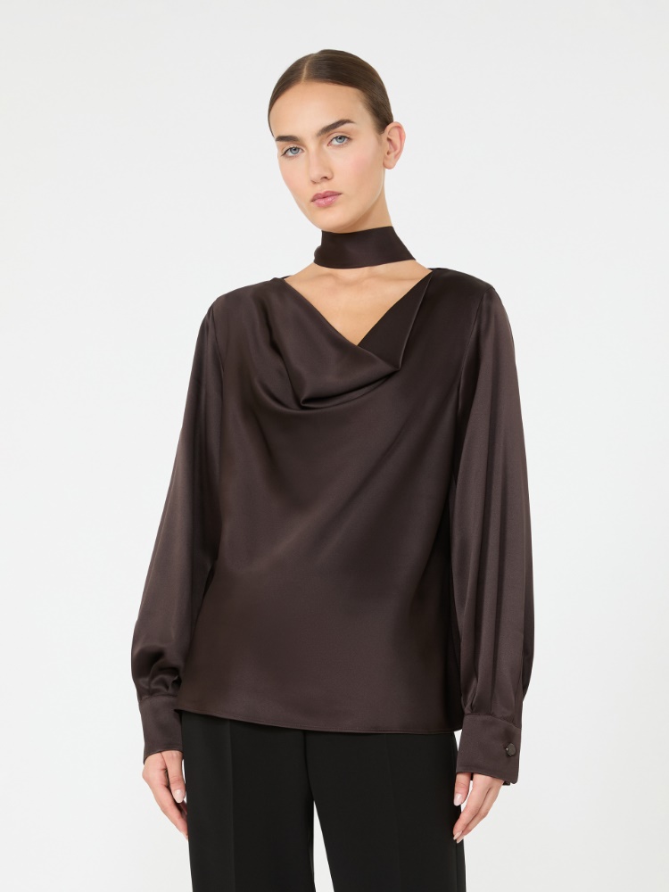 Silk satin blouse - DARK BROWN - Max Mara - 2