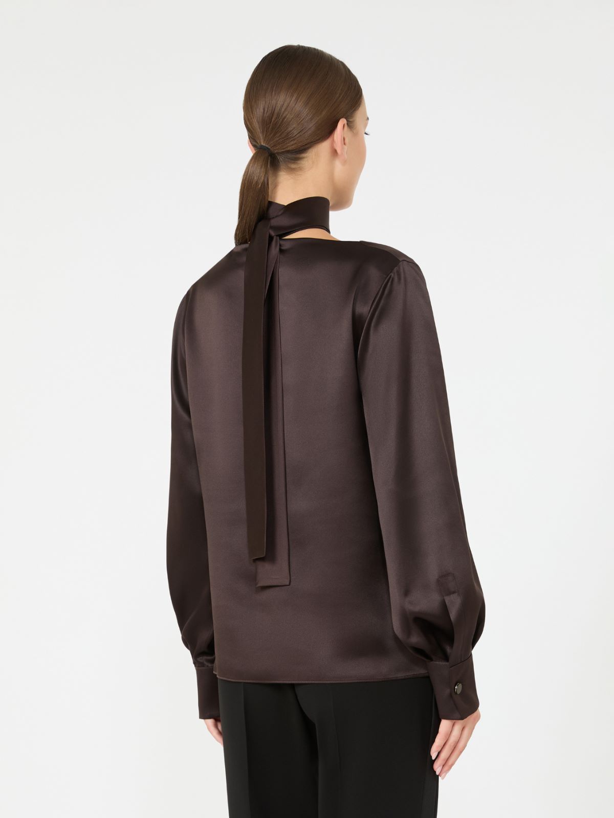 Silk satin blouse - DARK BROWN - Max Mara - 3