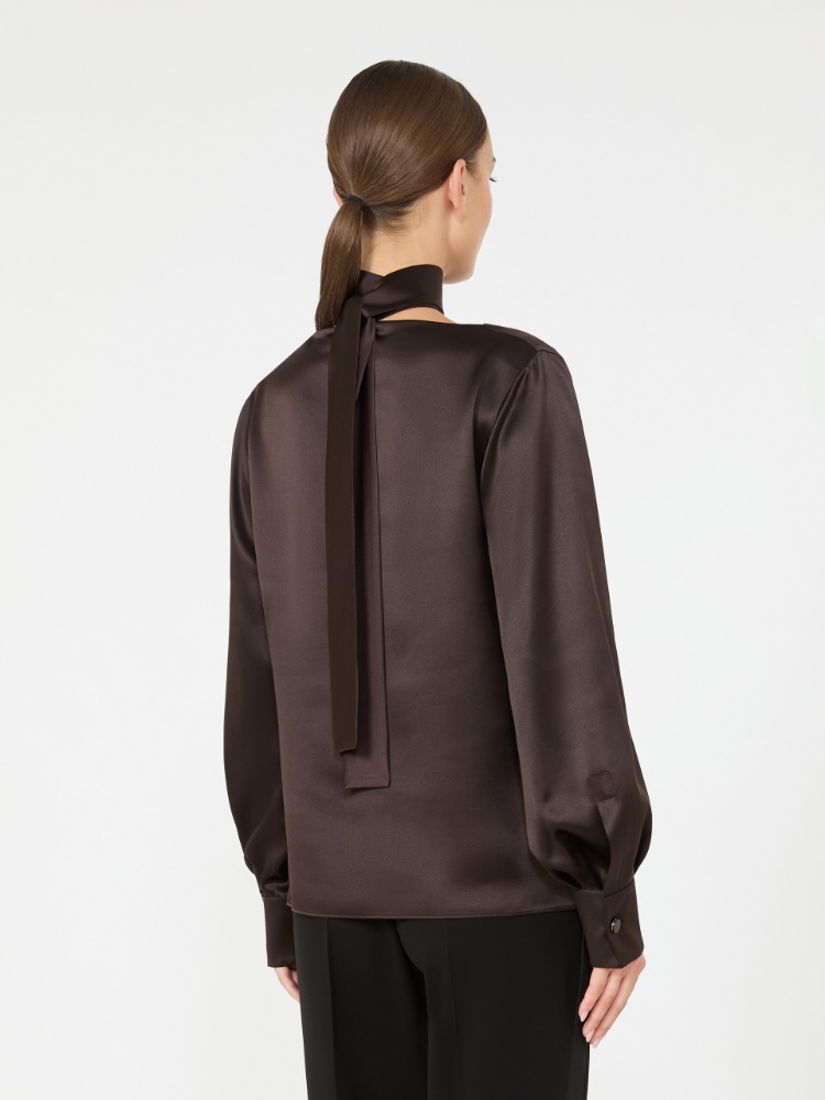 Silk satin blouse - DARK BROWN - Max Mara - 3