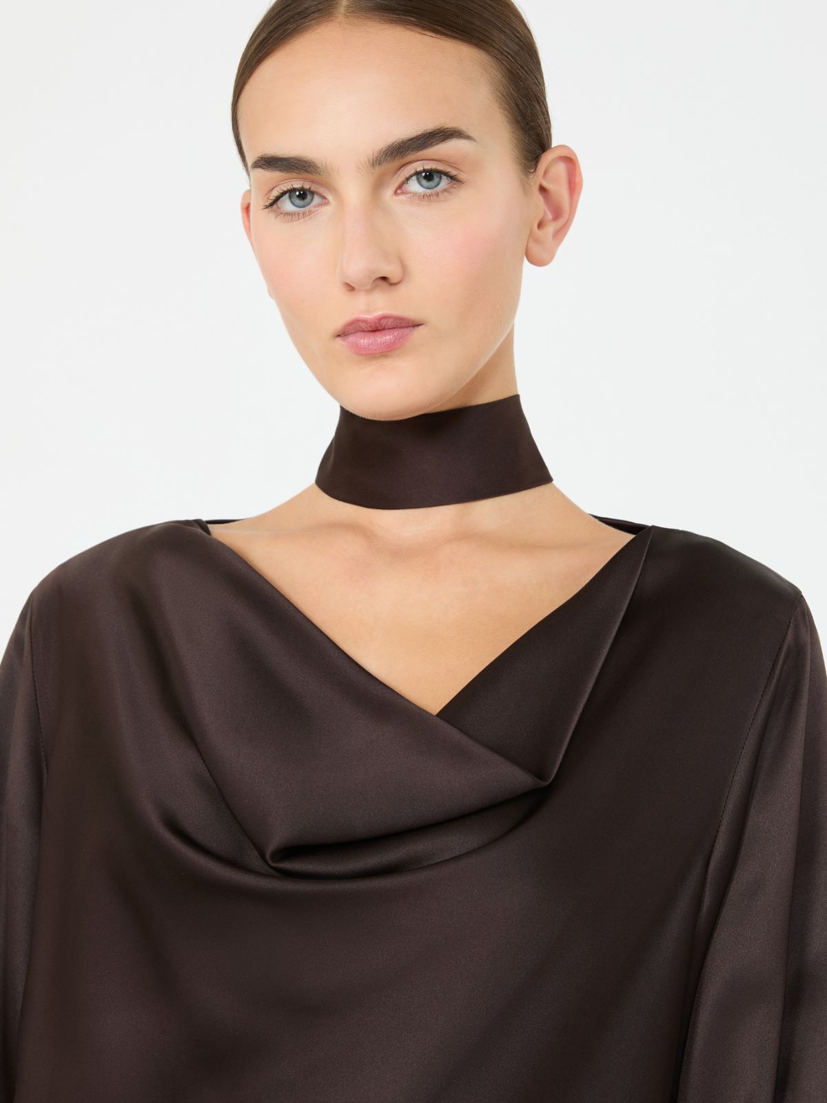 Silk satin blouse - DARK BROWN - Max Mara - 4
