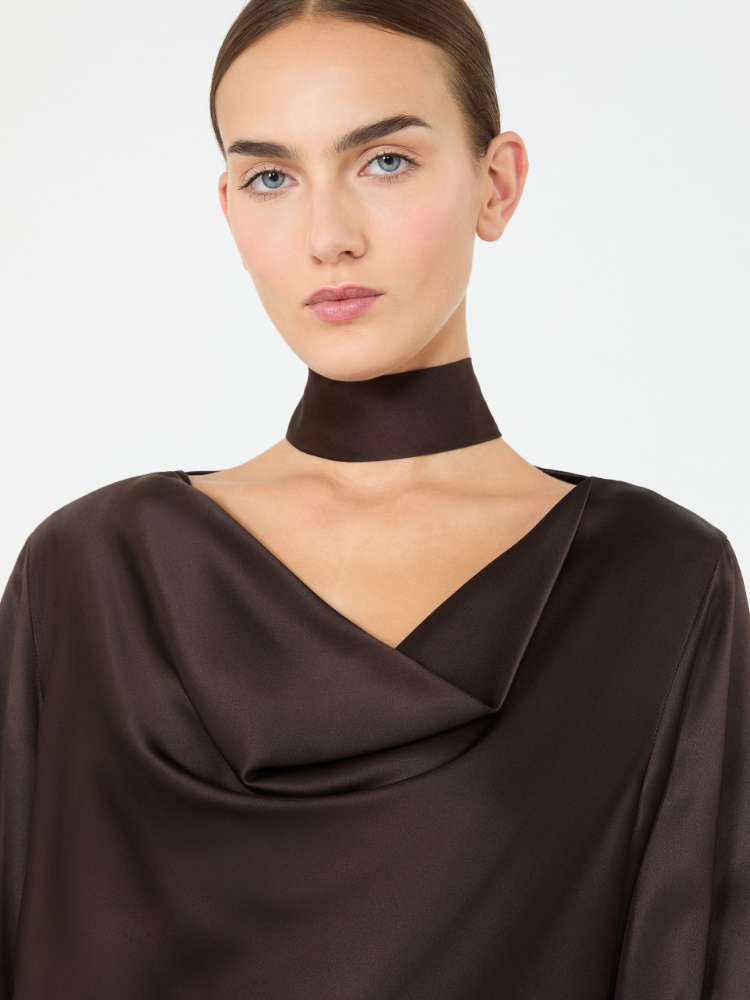 Silk satin blouse - DARK BROWN - Max Mara - 4