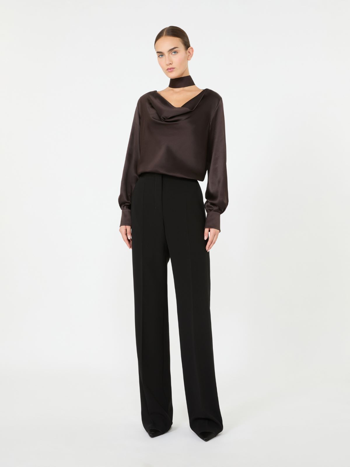 Silk satin blouse - DARK BROWN - Max Mara