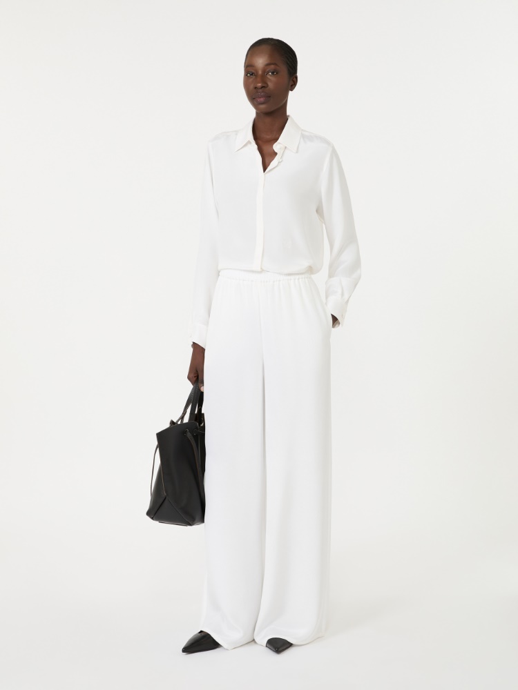 Silk crepe de chine shirt - WHITE - 1