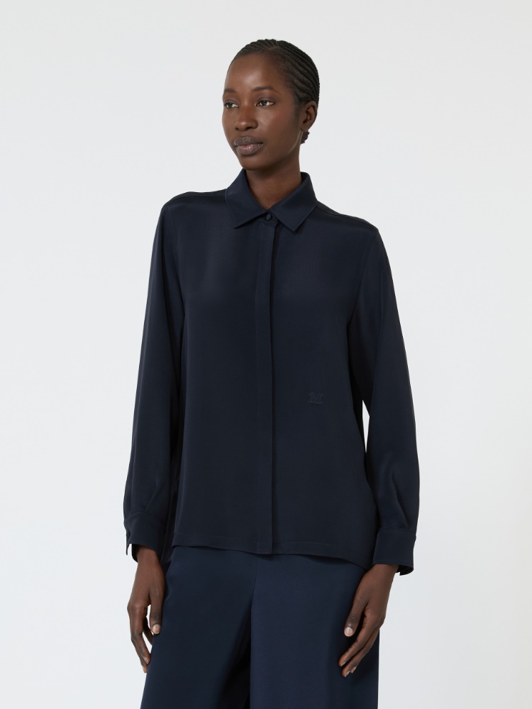 Silk crepe de chine shirt - ULTRAMARINE - 2