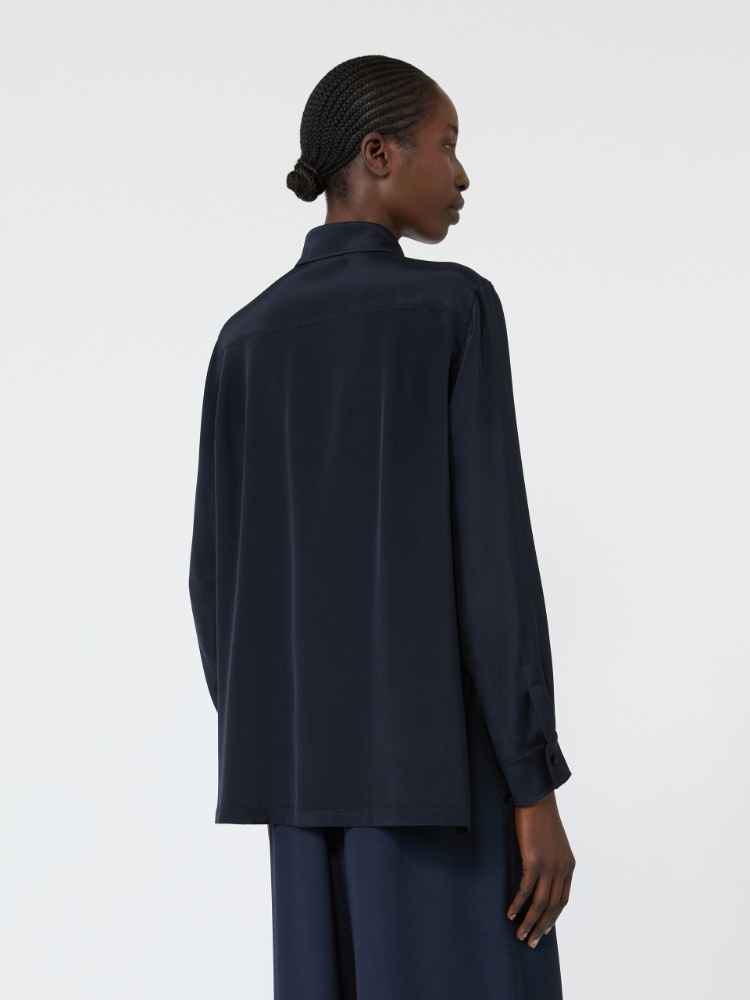 Silk crepe de chine shirt - ULTRAMARINE - 3