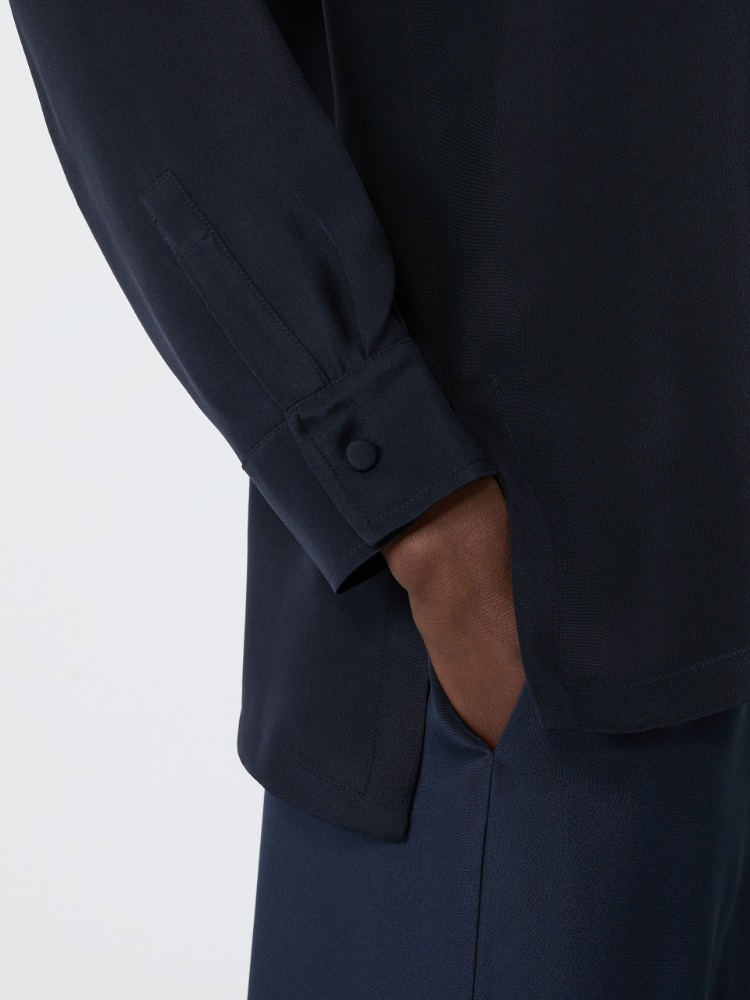Silk crepe de chine shirt - ULTRAMARINE - 5