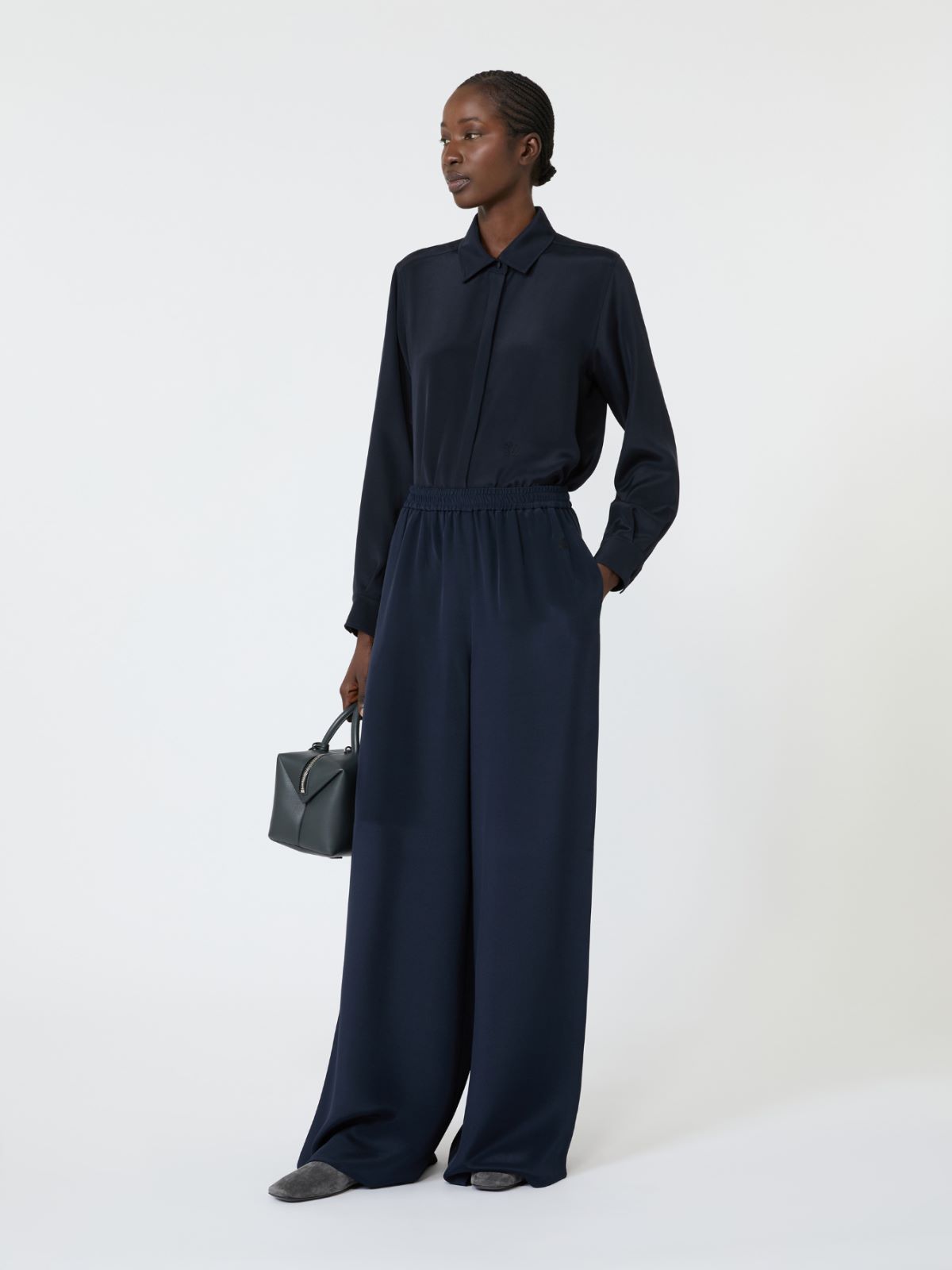 Silk crepe de chine shirt - ULTRAMARINE
