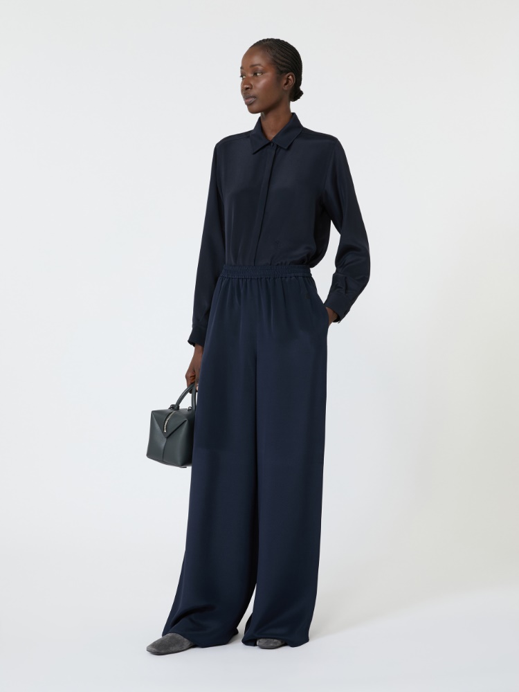 Silk crepe de chine shirt - ULTRAMARINE - 1