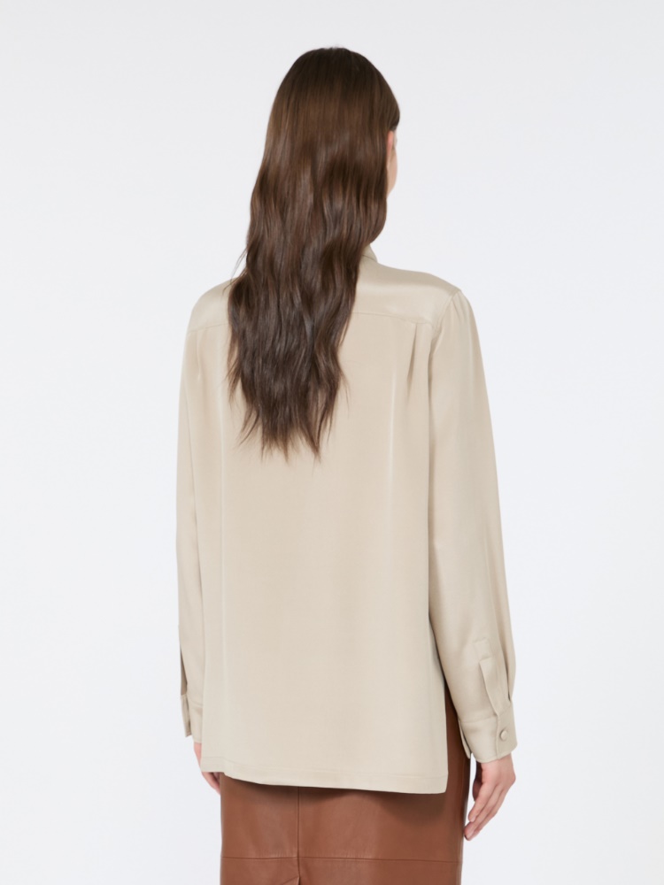 Silk crepe de chine shirt - STONE - 3