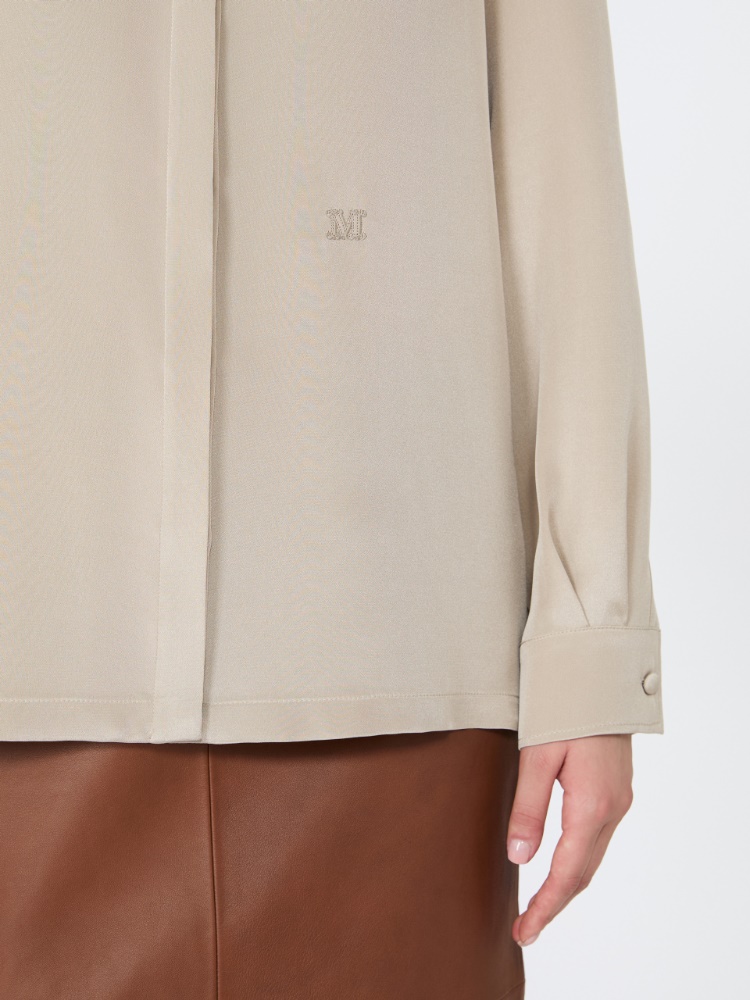 Silk crepe de chine shirt - STONE - 4