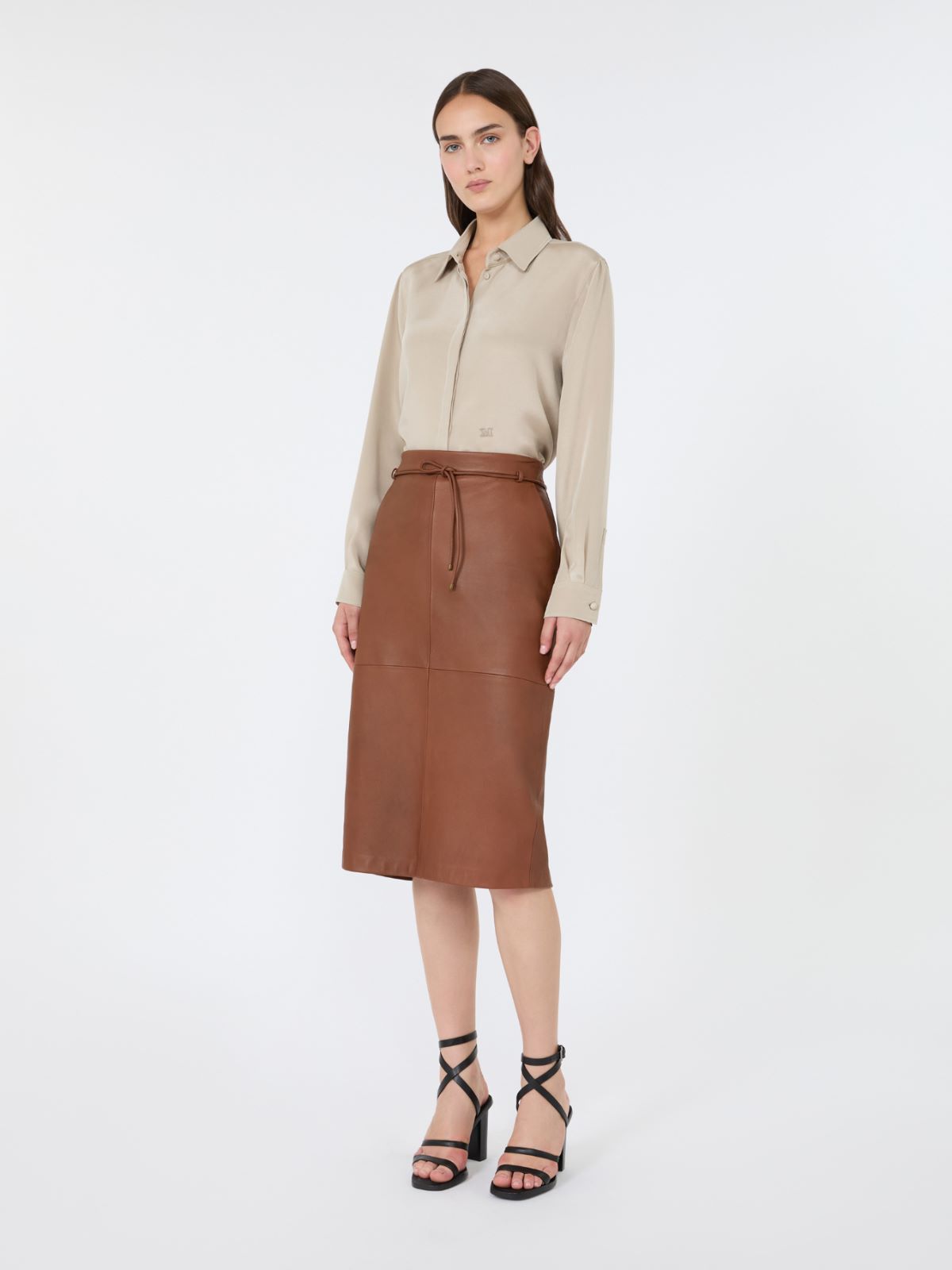 Silk crepe de chine shirt - STONE