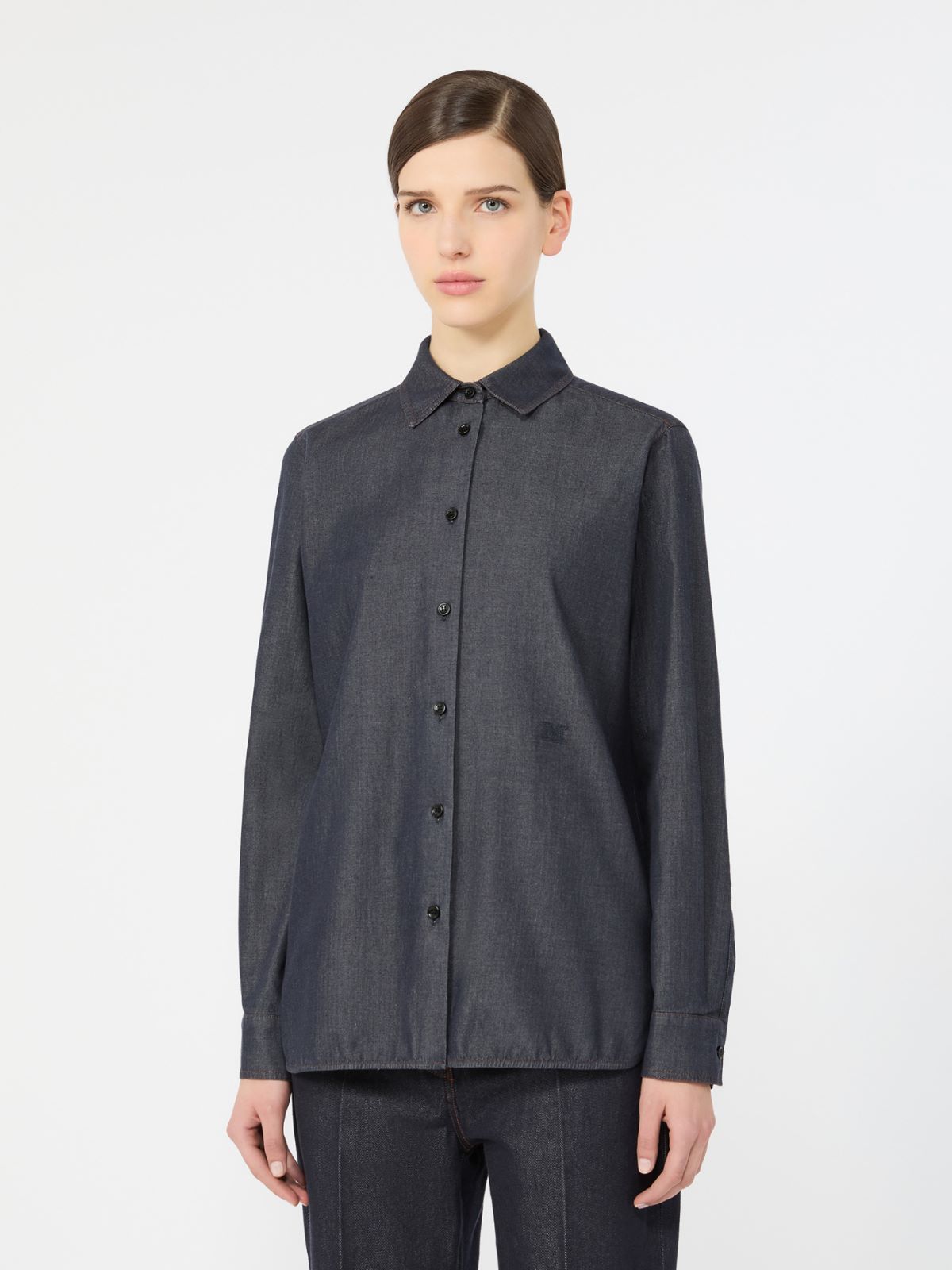 Denim-look cotton shirt - BLEU MARINE - Max Mara - 2