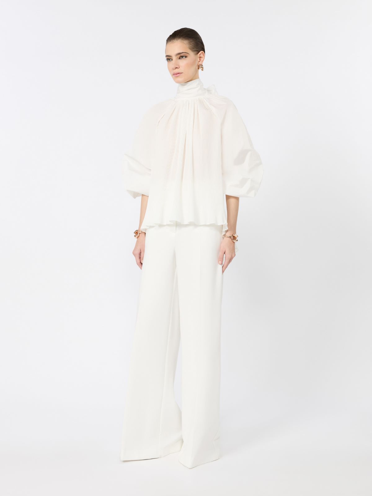 Silk taffeta blouse - WHITE