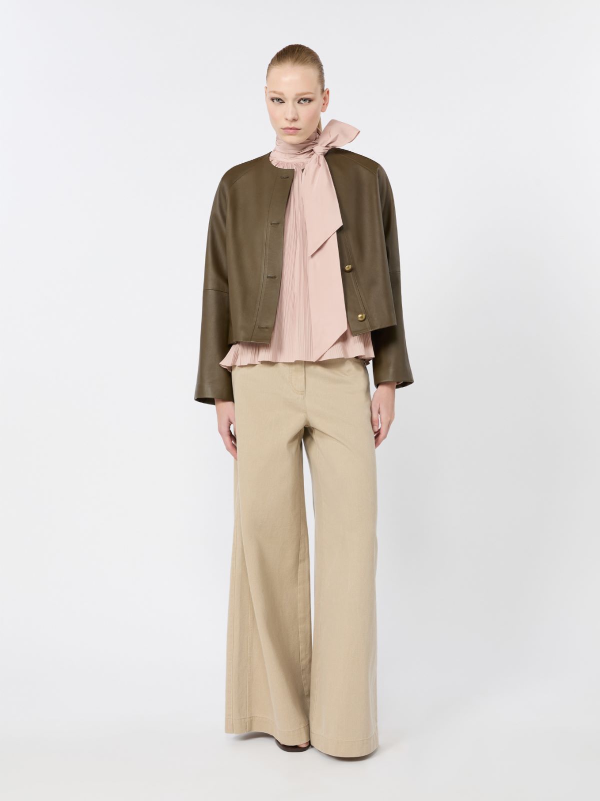 Silk taffeta blouse - POWDER
