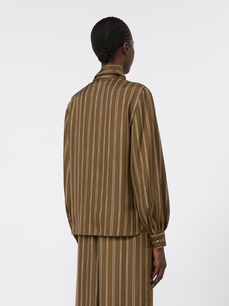 Stripe-print silk blouse - KAKI - 3