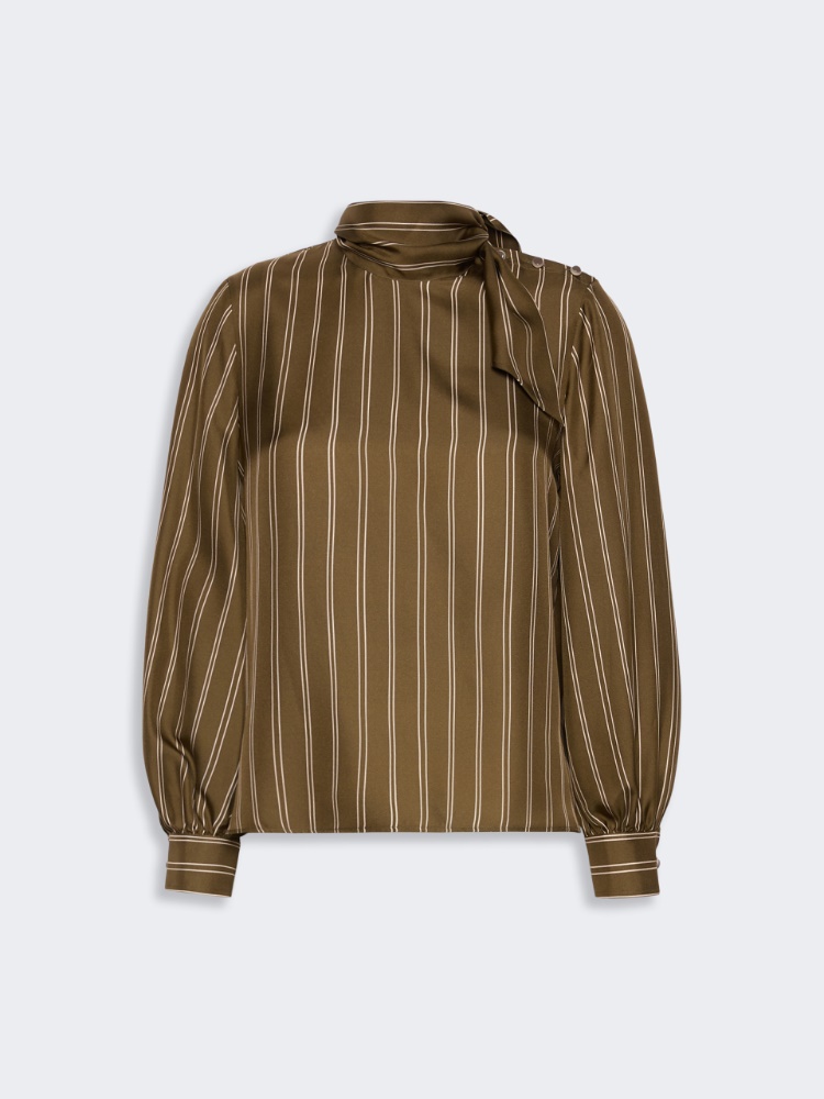 Stripe-print silk blouse - KAKI - 6