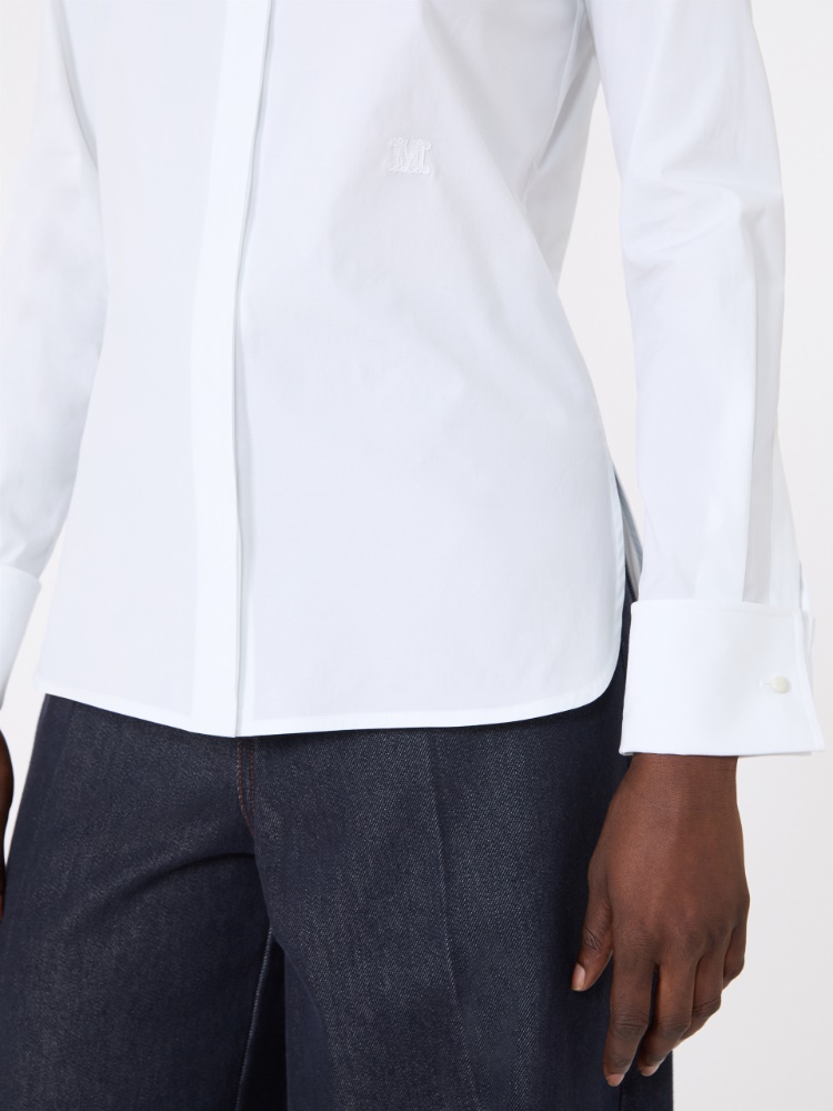 Cotton logo shirt - OPTICAL WHITE - Max Mara - 4